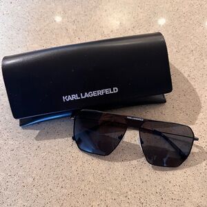 Karl Lagerfeld Black Aviator Sunglasses with Case